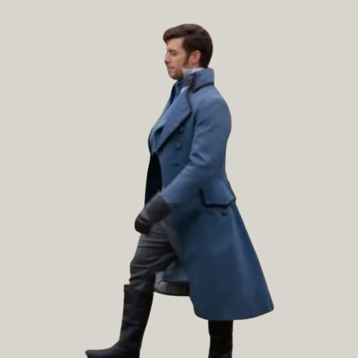 New Dan Jeannotte Coat - Jacket Hand Made - Men Blue Custom Wool Men Long Coat - Dan Jeannotte TV Movie Coat - Edward Blue Coat