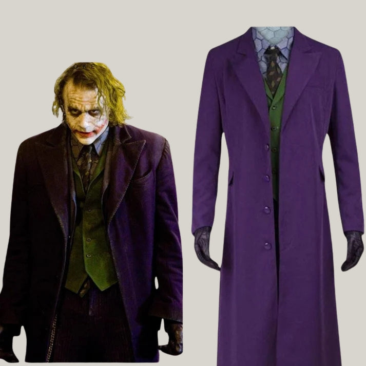 Limited Edition - Custom Dark Knight Joker Long Coat - Long Purple Wool Joker Overcoat Men's Cosplay Wool Coat Long | By Blue Rolls Bespoke