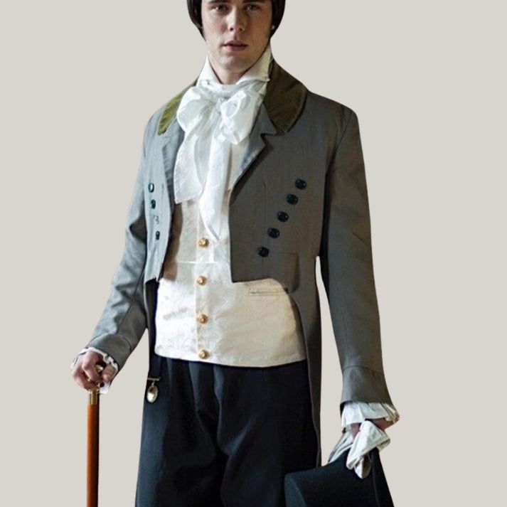 BlueRolls New Men's Grey Wool Sovereign Regency Tailcoat – Timeless Elegance & Classic Style