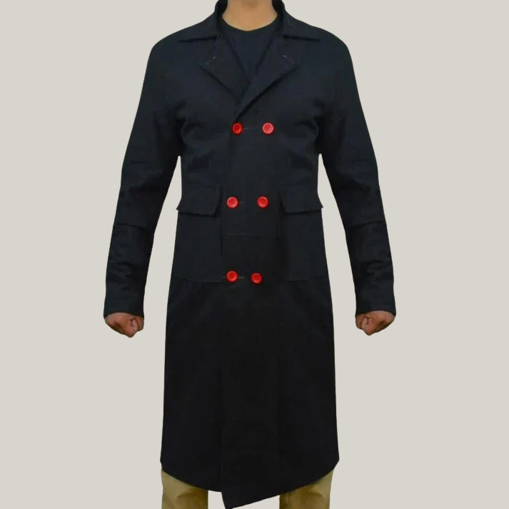 Men's New Black Trench Coatt- Sherlock Holmes Benedict Cumberbatch Classic Cape - Robe Cotton
