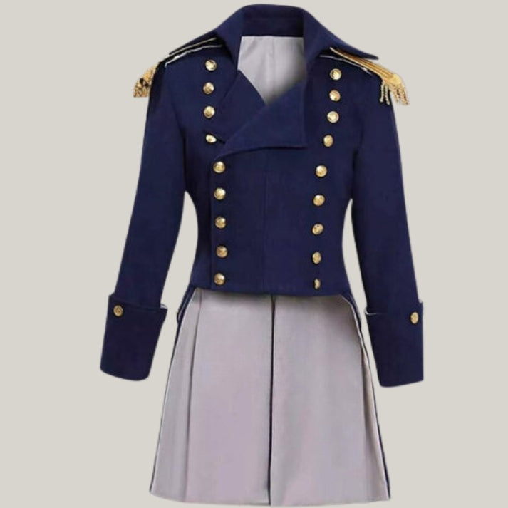 Original Vintage New Colonial British Navy Army Navy Blue Double Breasted Wool Men Coat - Regency Tail Coat By Blue Rolls Bespoke