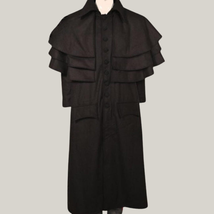 Garrick Overcoat – Triple Cape Wool/Cotton Jacket for Clergy Robes & Historical Reenactment | BlueRolls
