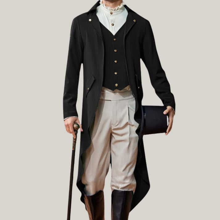 New Male Vintage Coat- Long Sleeved Men V-Neck Solid Vintage Costume Jacket Trench Coat - Custom made - Limited edition