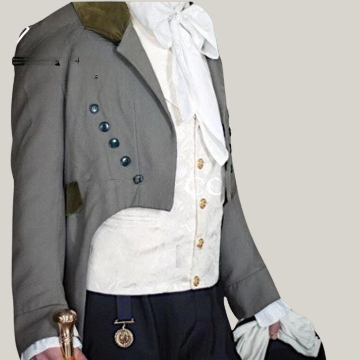 BlueRolls New Men's Grey Wool Sovereign Regency Tailcoat – Timeless Elegance & Classic Style