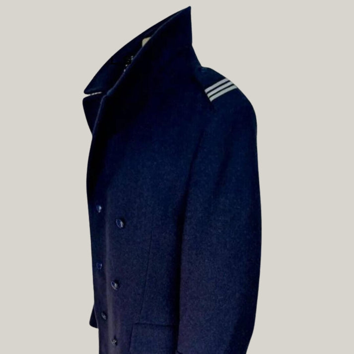 Airforce Military Blue & Grey Wool Coat for Men – Custom Made Long Coat