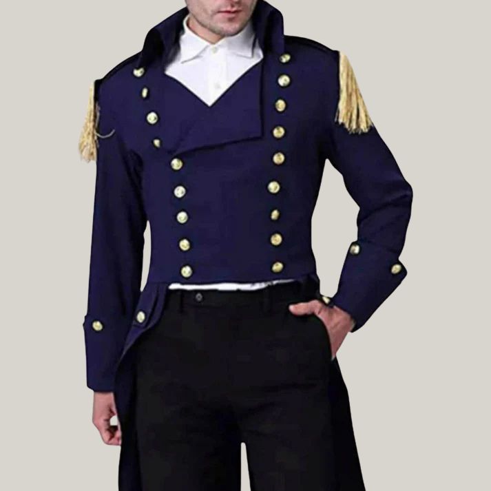 New navy Blue British Navy Army Coat - Navy Blue Double Breasted Wool Men Coat, Colonial Jacket -