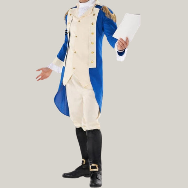 New Alexander Hamilton Military Uniform, Revolutionary War - George Washington Men Costume Marquis Colonial Costume, Men's Halloween Costume