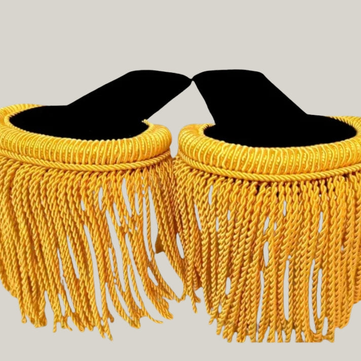 Gold Bullion Shoulder Epaulette With Fringe Embroidered Tassel Shoulder Board For Navy Army Military Uniform