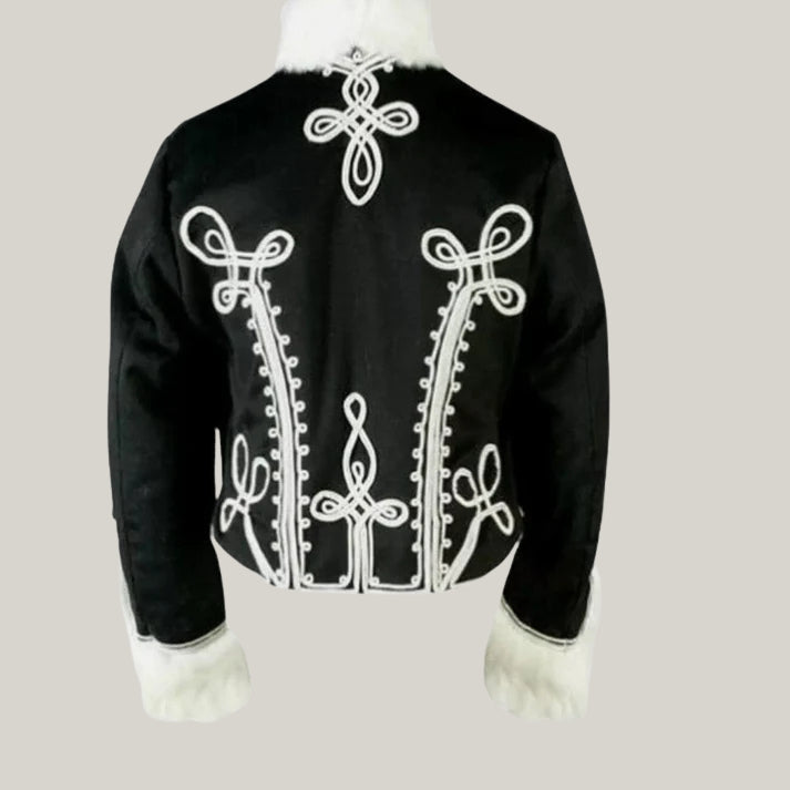 New Black Men's Wool Hussars Jacket - Black Wool 7th Light Dragoon Hussars Pelise 1810 Jacket