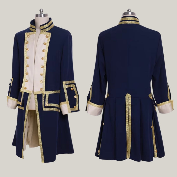 Military Frock Coat - New Men's Navy Blue Wool Steampunk Medieval Jacket
