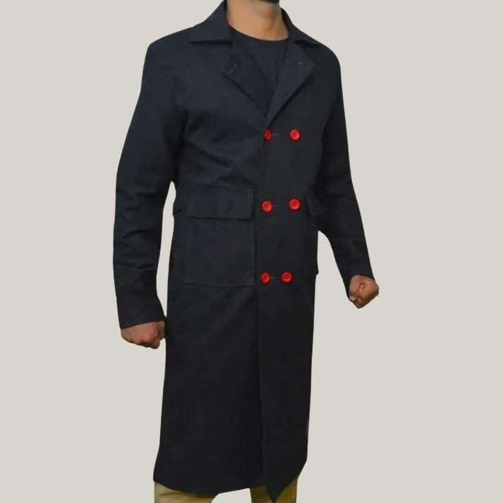 Men's New Black Trench Coatt- Sherlock Holmes Benedict Cumberbatch Classic Cape - Robe Cotton