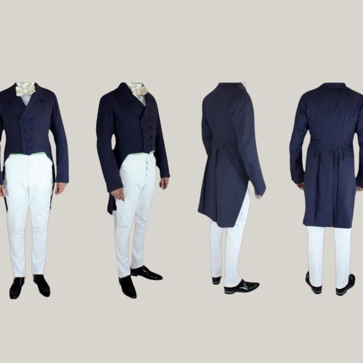 New Men's Navy Blue Tailcoat Jacket Men's Blue Wool Colin Bridgerton Regency Tailcoat - 18th Century Victorian Style
