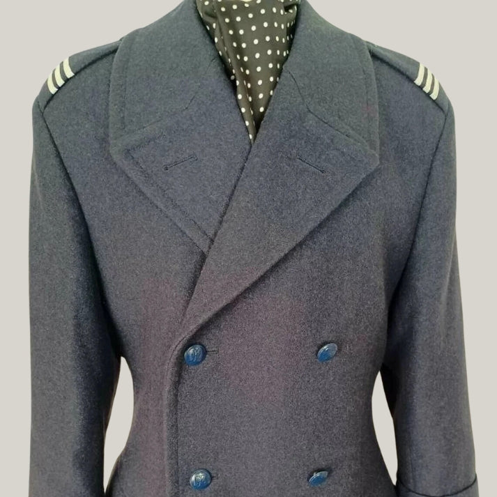 Airforce Military Blue & Grey Wool Coat for Men – Custom Made Long Coat