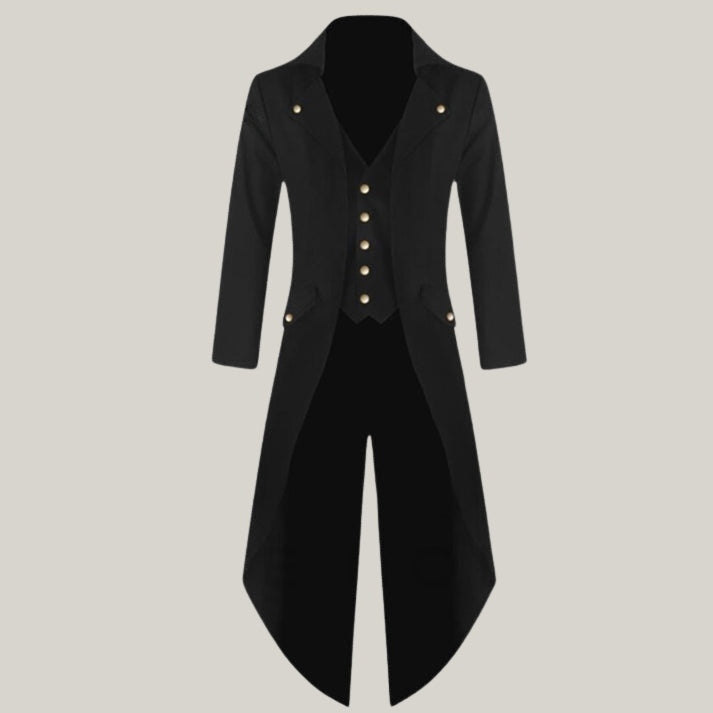 New Male Vintage Coat- Long Sleeved Men V-Neck Solid Vintage Costume Jacket Trench Coat - Custom made - Limited edition