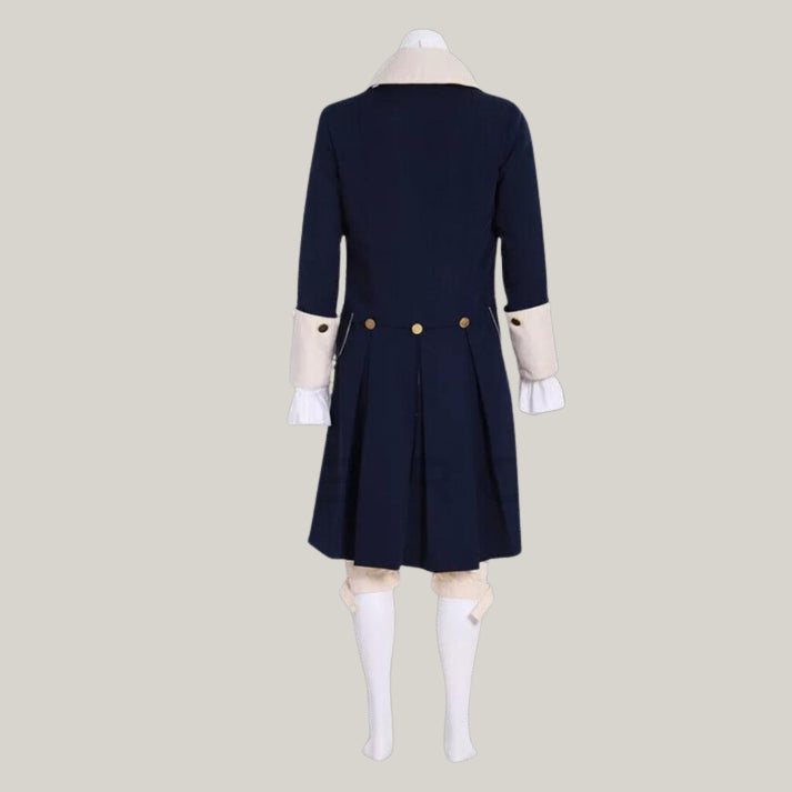 New George Washington Uniform, Navy Blue - Off White Wool Men - 1770s American Revolution War Jacket, Halloween Costume, Cosplay| Blue Rolls