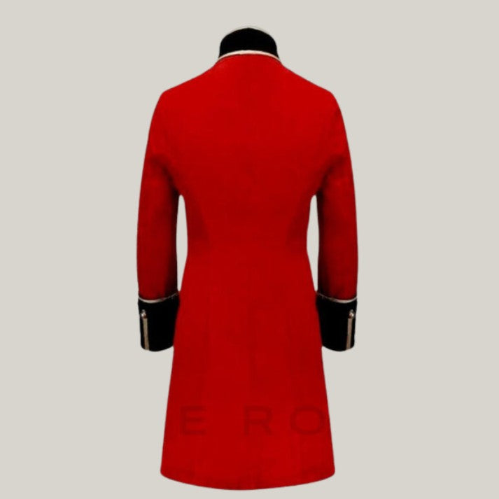 Men’s Red Wool Military Gothic Jacket British Officer Style Mid Length Coat - Custom Made - Halloween Special