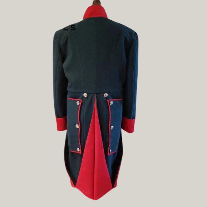 New 18th Century Dragoon Coat - Revolutionary War Reenactment, Custom Size, Black And Red Historical Military Uniform, Colonial Style