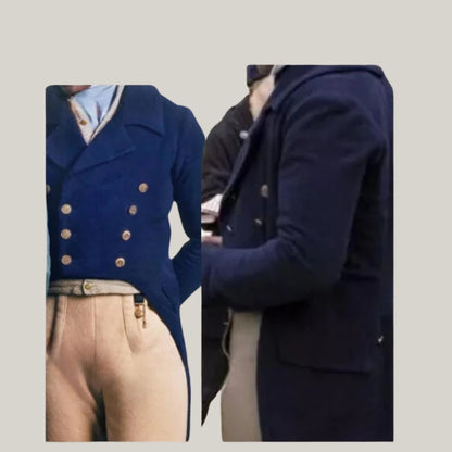 New Halloween Costume - Jeremy Malcolm Men Regency Jacket Tailcoat, Blue Wool 19th Century Tailcoat, Cosplay Tailcoat , Custom Made