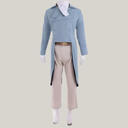 New Sky Blue Wool Regency Coat – Classic Men’s Double-Breasted Jacket