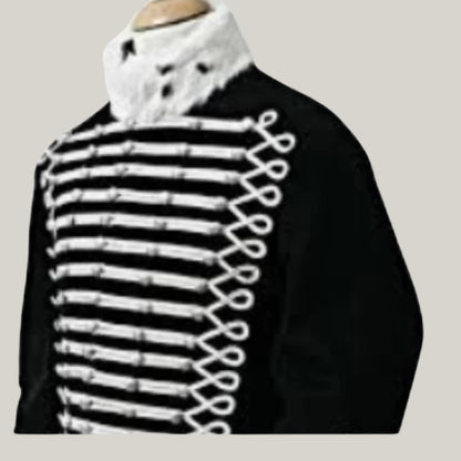 New Black Men's Wool Hussars Jacket - Black Wool 7th Light Dragoon Hussars Pelise 1810 Jacket