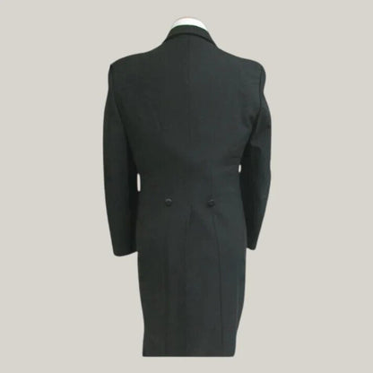 Hand Made - Men's Black Tuxedo Tailcoat Long Tails Wool Formal | Wedding Coat | Bespoke Tail Coat By Blue Rolls