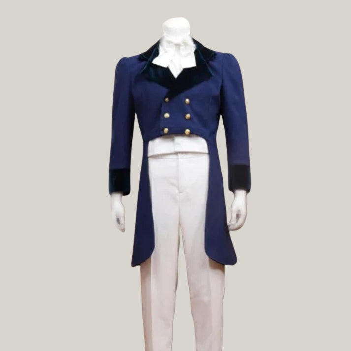 New Men's Blue Wool Regency Tailcoat – Classic Period Style