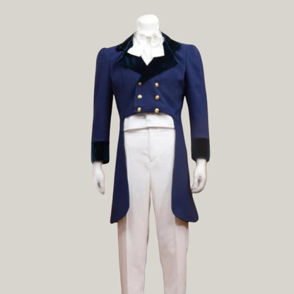 New Men's Blue Wool Regency Tailcoat – Classic Period Style