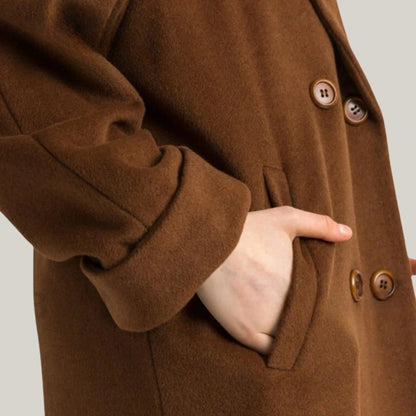 Limited Edition  Woman Brown wool Coat - winter coat long wool coat outerwear - winter coat vintage Brown Colour - Hand Made