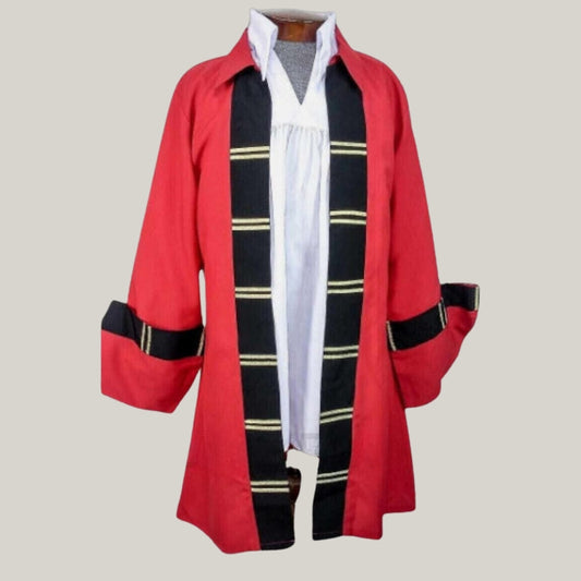 Blackbeard New Pirate Costume Men's Red Captain Black Lapel Wool Coat - pirate coat - Halloween Special