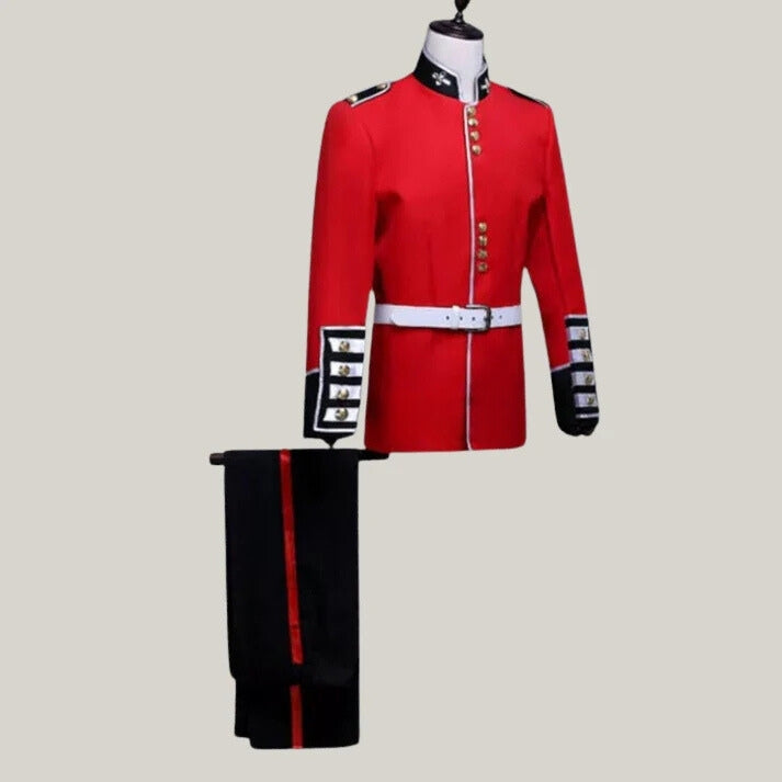 British Uniform Royal Guard Soldier Costume Mens Fancy Dress Outfit Grenadier - Red Men's Soldier Grenadier Royal Trooper Wool Jacket