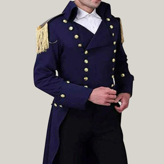 New navy Blue British Navy Army Coat - Navy Blue Double Breasted Wool Men Coat, Colonial Jacket -