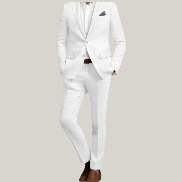 New Premium Men's tailored suit | 3-piece suit | White Suit| Premium White Two Button Jacket Style | Blue Rolls Bespoke