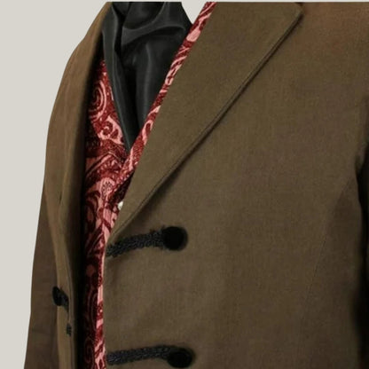 Brown Historical Emporium Men's Velvet Trimmed Sovereign Regency Tailcoat, Military Tailcoat, Colin Bridgerton - Victorian Style Hand Made