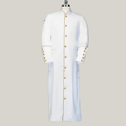 Caleb White/Black Clergy Robe for Men with Gold Contrast Cosplay legend Clergy Robe with Cincture Medieval Clergyman Vestments Roman Priest