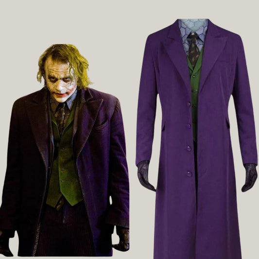 Limited Edition - Custom Dark Knight Joker Long Coat - Long Purple Wool Joker Overcoat Men's Cosplay Wool Coat Long | By Blue Rolls Bespoke