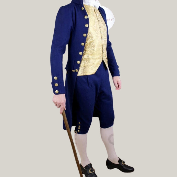 18th century - Men’s Blue 18th Century - Historical Colonial Outfit, inspired set Costume Regency Tailcoat