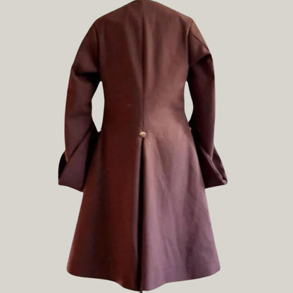 New Merchant Gentleman's Dark Brown wool custom fit Coat - Custom Made Vintage Fashion with Elegant Design - Rocco Colonial Aristocrat