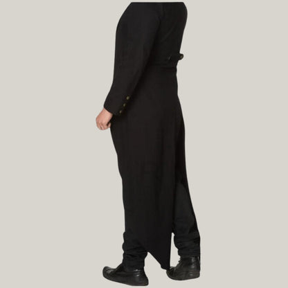 New Men Black Cotton Halloween Tailcoat - Gothic Steampunk Tailcoat, Banned Men's Zone Out Jacket, Gothic Tailcoat