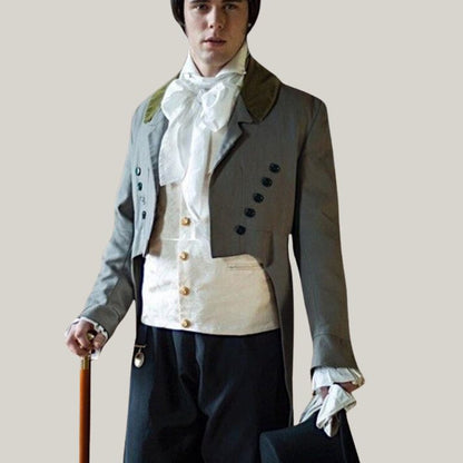 BlueRolls New Men's Grey Wool Sovereign Regency Tailcoat – Timeless Elegance & Classic Style