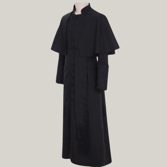 Catholic Preaching Robe  - Black Roman Cassock, Bishop Clergy Cassock, Preaching Robe, Clergy Attire robe