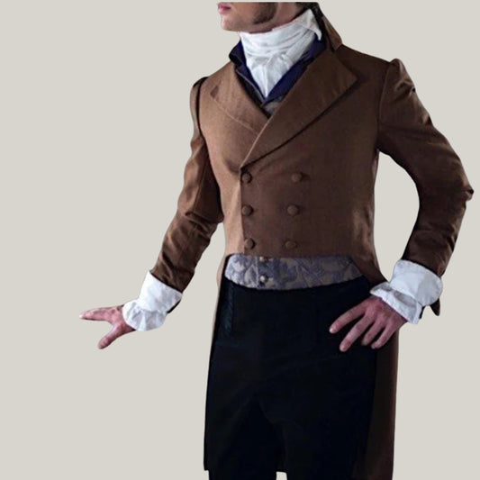 New Men's Brown Wool Regency Coat – Anthony Bridgerton Inspired Jacket