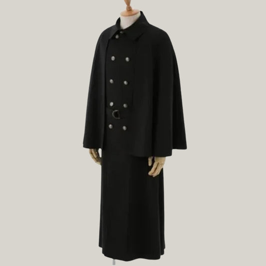 Men's Inverness Cape - 100% wool, black gothic Halloween coat -  Halloween black coat