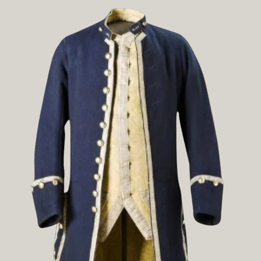 Steampunk Frock Coat - New Men Navy Blue Wool Imperial Frock Coat, Life Guards Military Frock Coat, The Life Of Armor Chamber Frock Coat