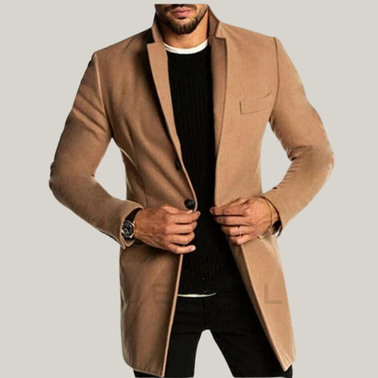Blue Rolls Edition - Warm Trench Coat Overcoat Casual Long Sleeve Jacket Coats Top Outwear, wool trench coat, men's winter