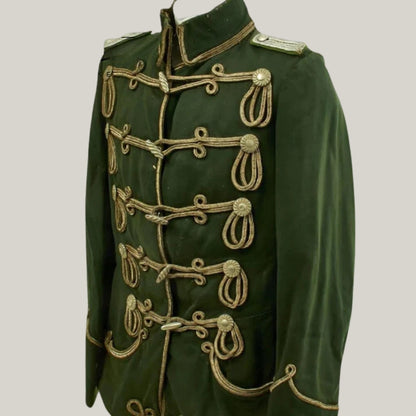 New Imperial German WWI Hussars Atilla Green Dress Jacket - Brand New Mens Hussar Military Uniform | Blue Rolls Bespoke
