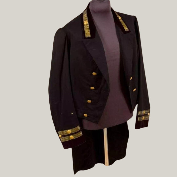 Rocco Colonial Aristocrat - New Men's Men's black court uniform with Gold Braiding Wool Coat Vintage Fashion with Elegant Design -