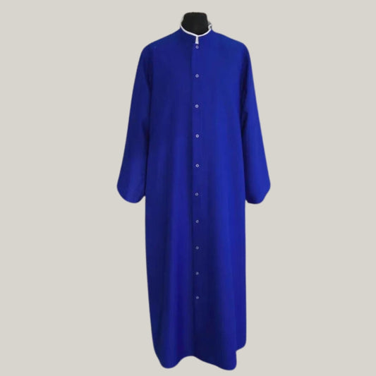 Blue Bishop Costume - Clergy Cassock, Traditional Catholic Vestment, Custom Size, Liturgical Robe, Priest Church Attire, Roman Cassock