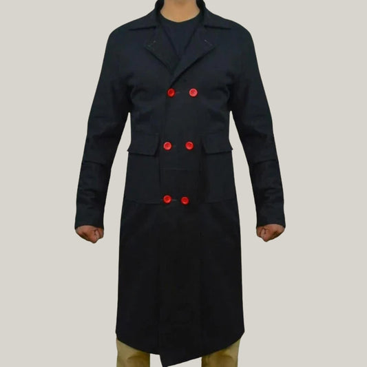 Men's New Black Trench Coatt-  Sherlock Holmes Benedict Cumberbatch Classic Cape - Robe Cotton