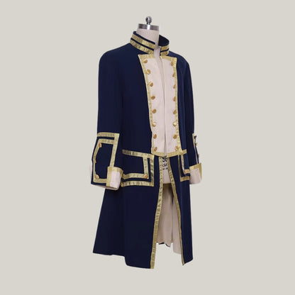 Military Frock Coat  - New Men's Navy Blue Wool Steampunk Medieval Jacket