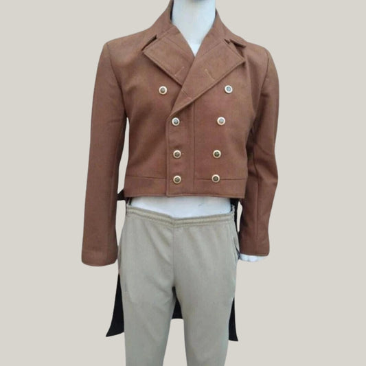 New Men's Tail Coat - Wedding Regency Coat, Brown 1810-1830 Regency Tailcoat, 19th Century Wool Regency Georgian Double Breasted Tailcoat